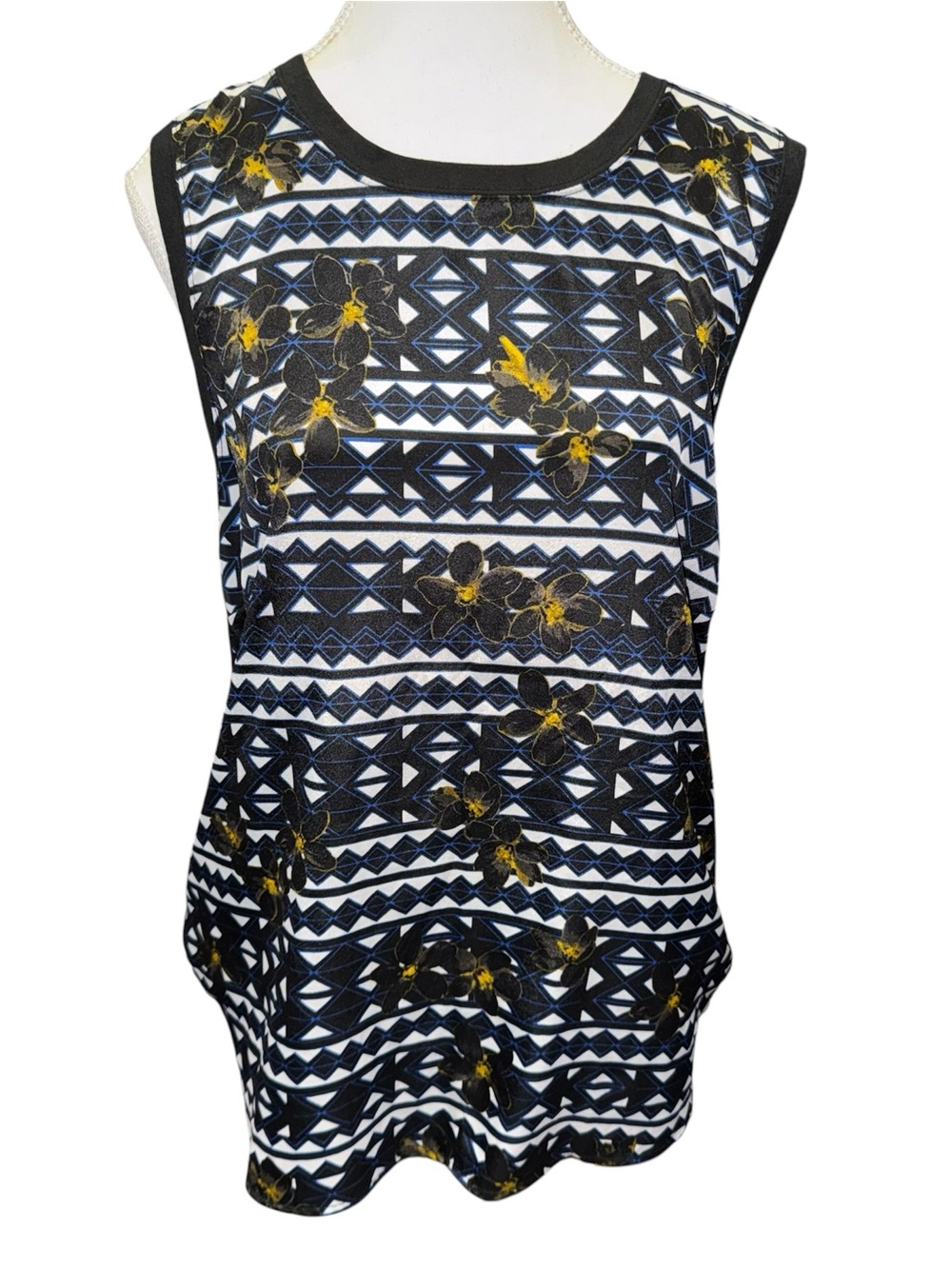 Floral geometric sleeveless top